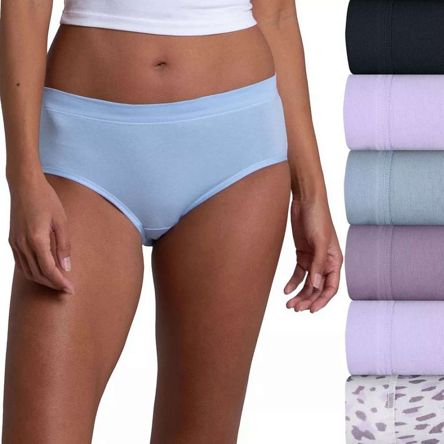 Panties * | Women'S Fruit Of The Loom Signature Cotton Stretch 5-Pack + 1 Bonus Low Rise Brief Panty Set 6Dcsslb