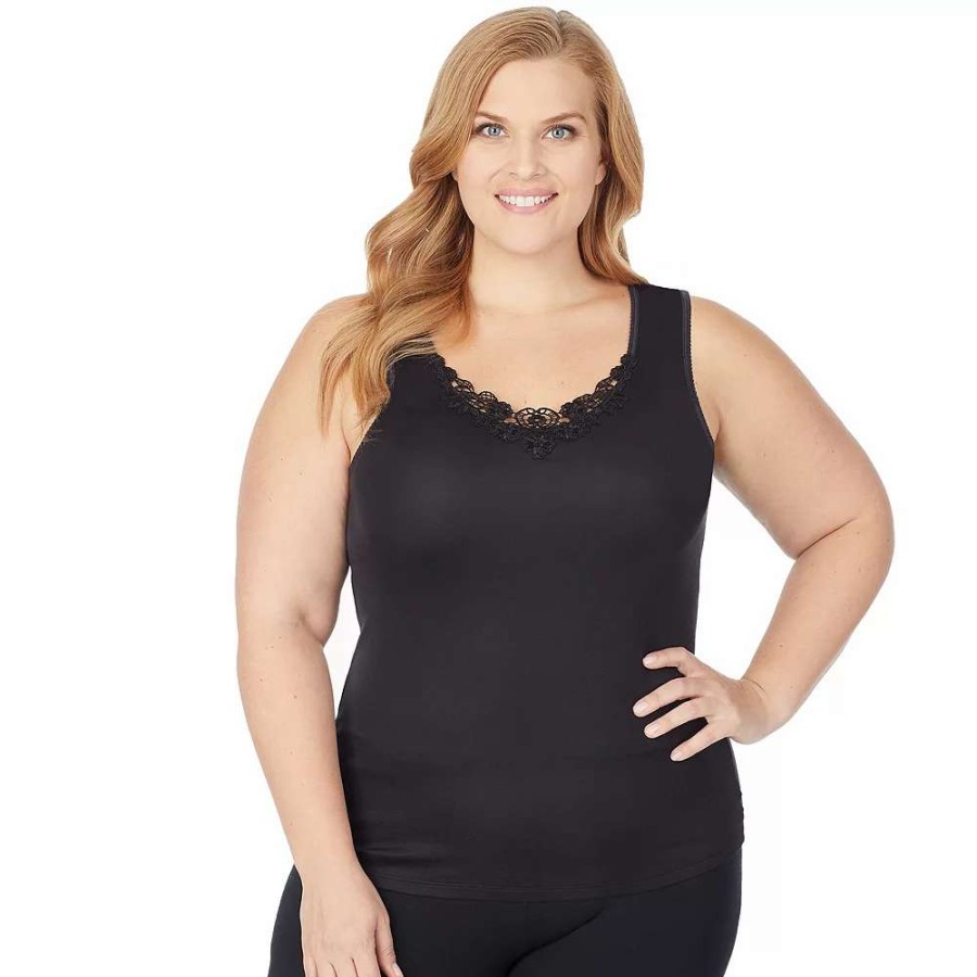 Tops * | Plus Size Cuddl Duds Softech Venice Lace-Trim Tank