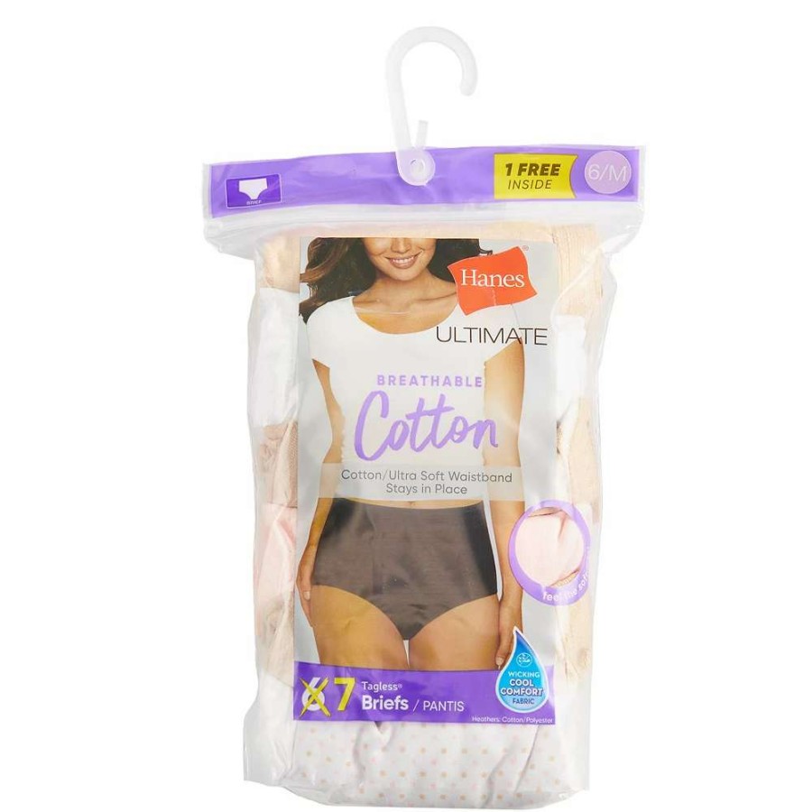 Panties * | Women'S Hanes Ultimate 7-Pack Breathable Cotton Brief Panty 40He7C