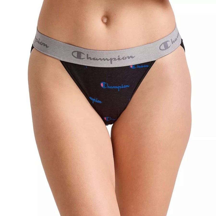 Panties * | Women'S Champion Stretch Bikini Panty Ch42As Surf Logo Black Print