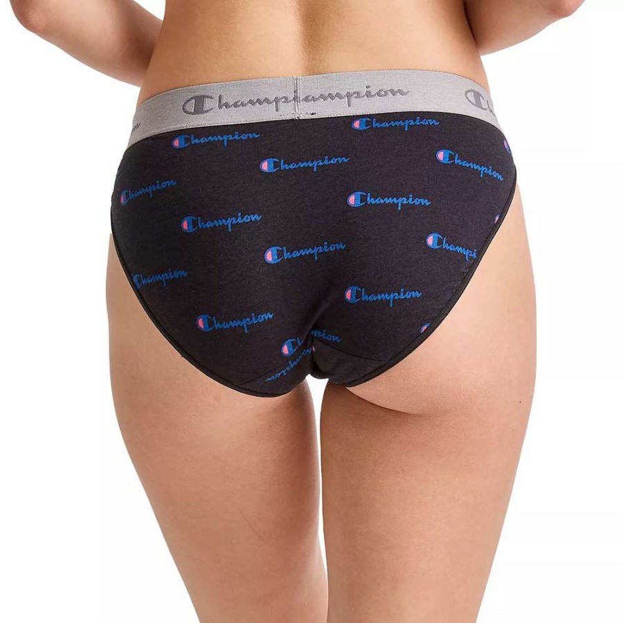 Panties * | Women'S Champion Stretch Bikini Panty Ch42As Surf Logo Black Print