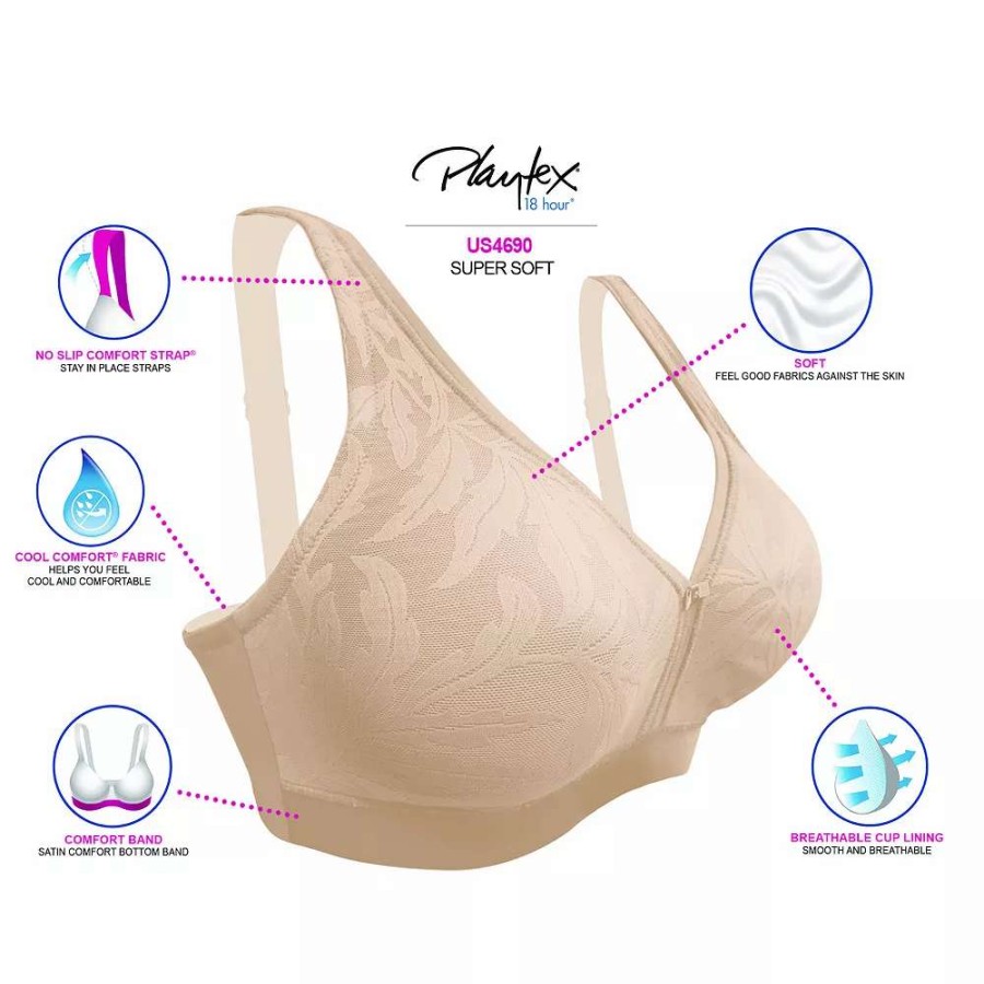 Bras * | Playtex 18 Hour Super Soft Full Figure Wireless Bra Us4690