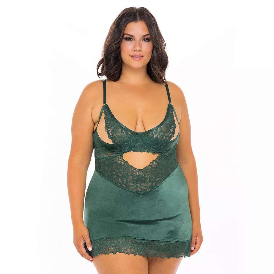 Lingerie * | Plus Size Oh La La Cheri Louisa Fitted Chemise 70-11606X