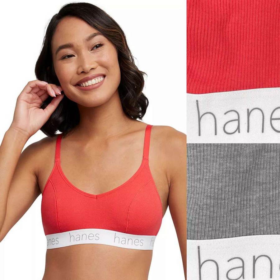 Bras * | Hanes Ultimate Originals 2-Pack Moisture-Wicking Stretch Cotton Triangle Bralette Set Dho101