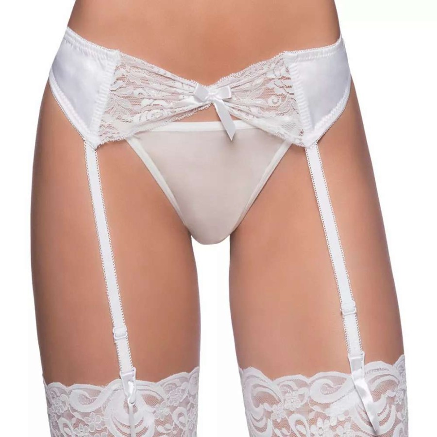 Lingerie * | Oh La La Cheri Lace-Front Garter Belt 3129 White