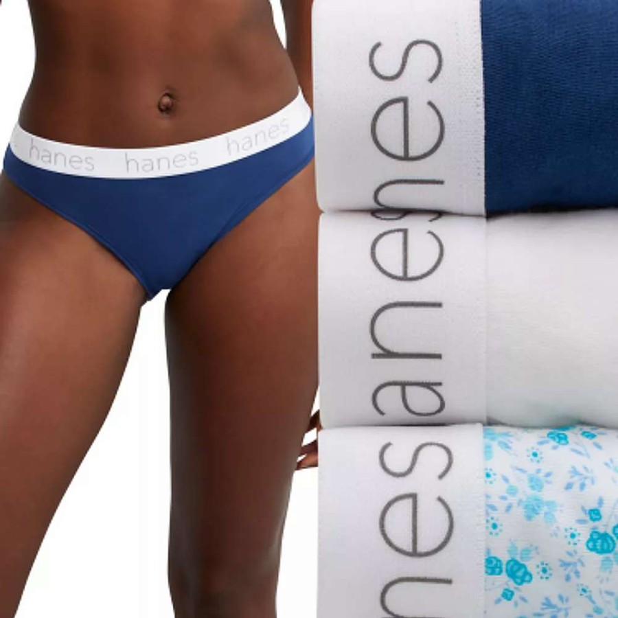 Panties * | Women'S Hanes Originals Ultimate 3-Pack Stretch Cotton Bikini Panty Set 45Uobk