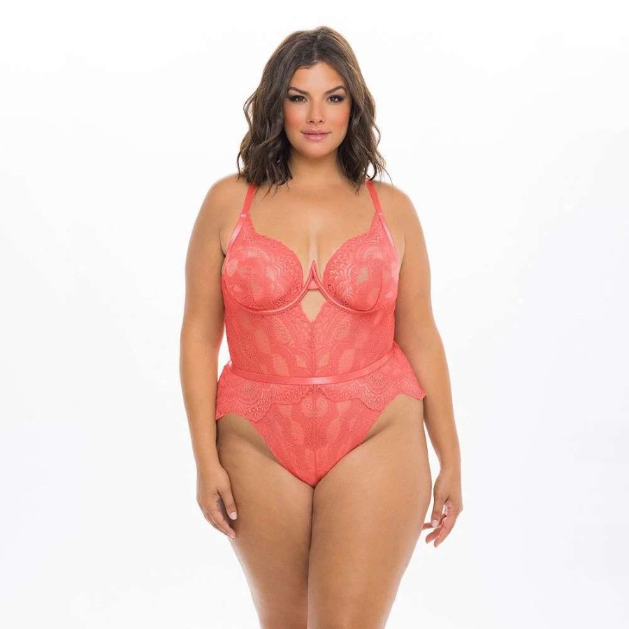 Lingerie * | Plus Size Oh La La Cheri Aura Lace Bodysuit 51-11708X