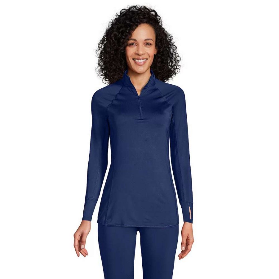 Tops * | Women'S Lands' End Thermaskin Heat Quarter-Zip Baselayer Top