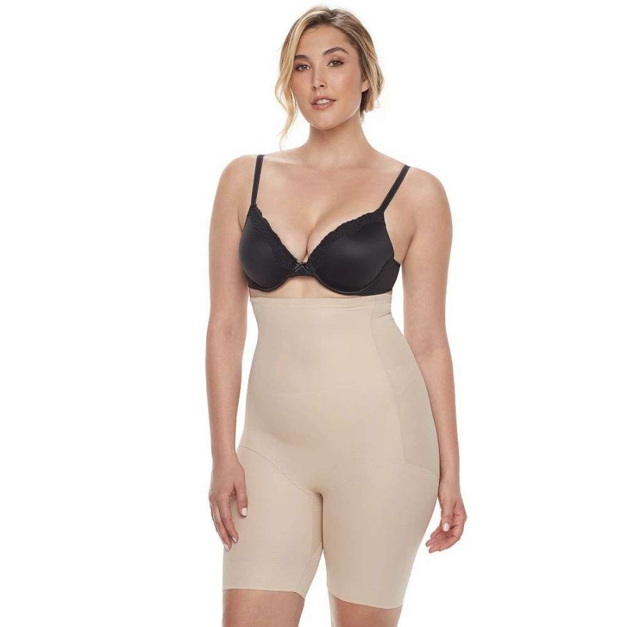 Bottoms * | Naomi & Nicole Shapewear Women'S Plus Size Unbelievable Comfort Hi Waist Thigh Slimmer 7779