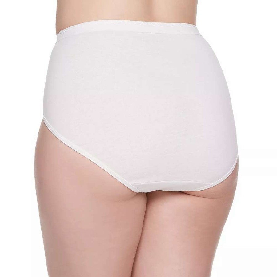 Panties * | Plus Fruit Of The Loom Fit For Me 6-Pack Cotton White Brief Panties 6Dbrwkp