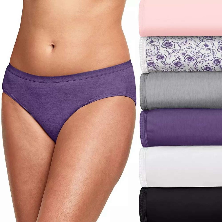 Panties * | Women'S Hanes Ultimate 6-Pack Breathable Cotton Hipster Panty 41H6Cc