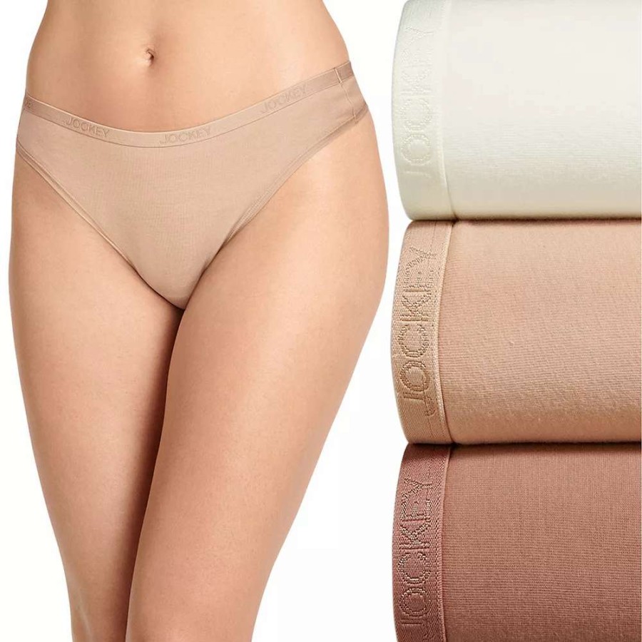 Panties * | Women'S Jockey 3-Pk. Organic Cotton Stretch Thong Panty Set 2881