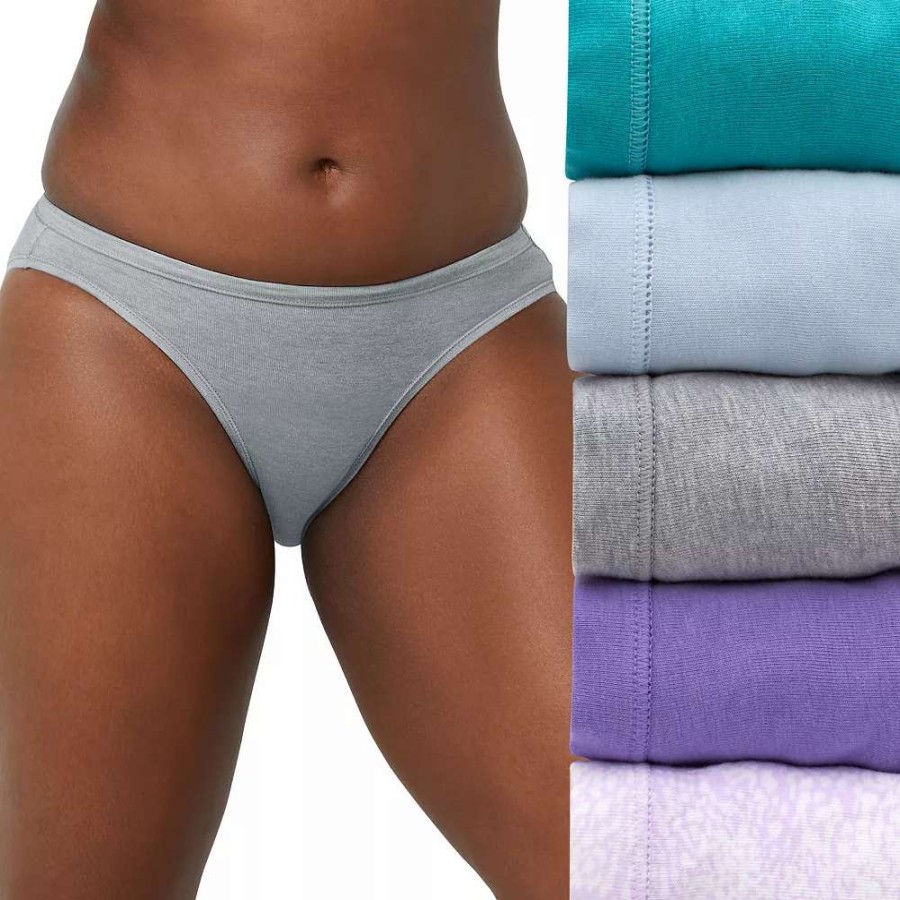 Panties * | Women'S Hanes 5-Pack Ultimate Comfortsoft Stretch Bikini Panty Set 42W5Cs