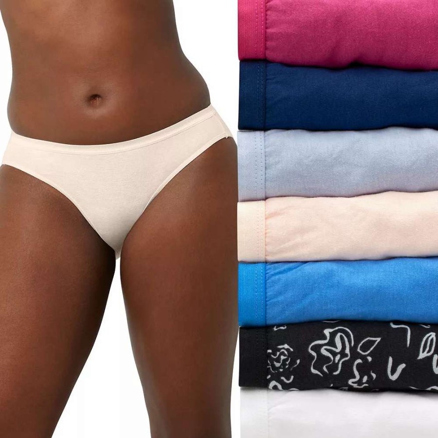 Panties * | Women'S Hanes Ultimate 6+1 Bonus Pack Cotton Bikini Panty Set 42H7Cc