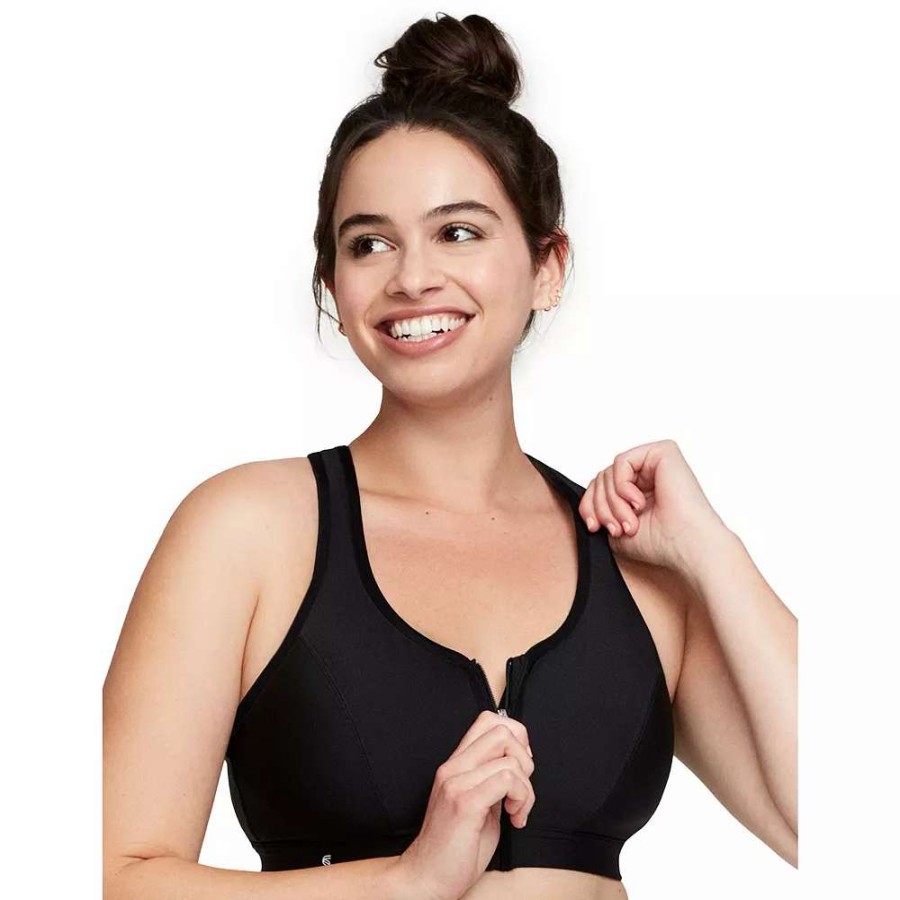 Bras * | Plus Size Glamorise Full-Figure Zip-Up Front-Closure Wireless Sports Bra 9266