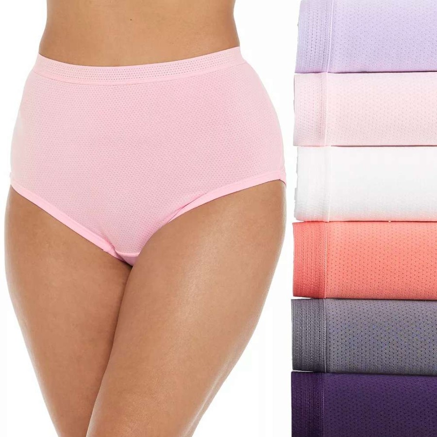 Panties * | Plus Size Fruit Of The Loom Fit For Me 6-Pack Brief Panty Set 6Dkbmrp