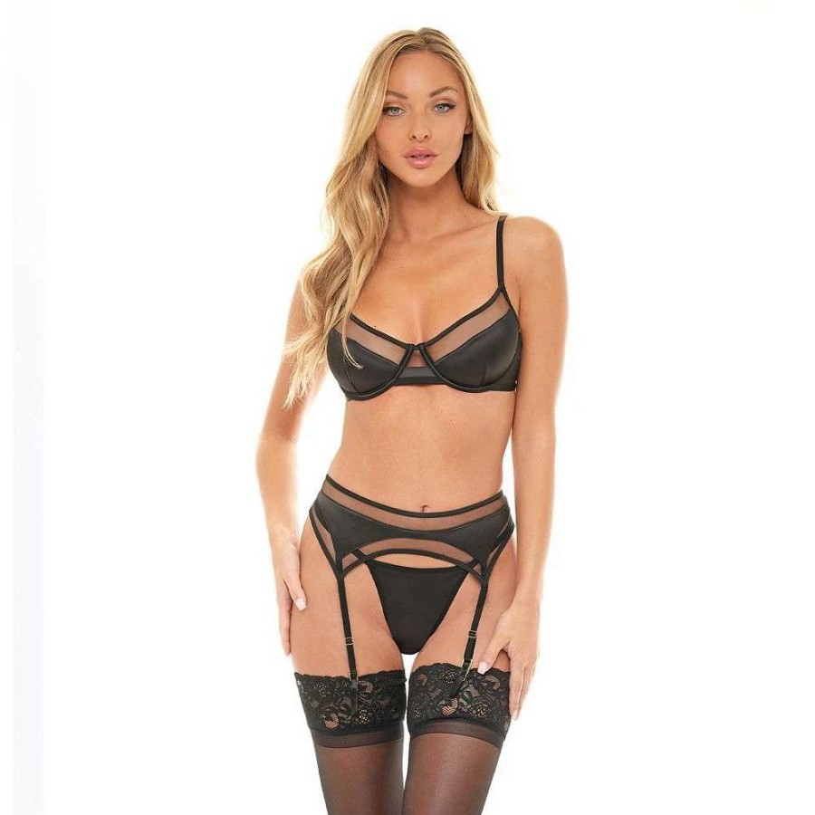 Lingerie * | Women'S Oh La La Cheri Royale 3-Pc. Bra, G-String Panty & Garter Belt Lingerie Set 41-11789