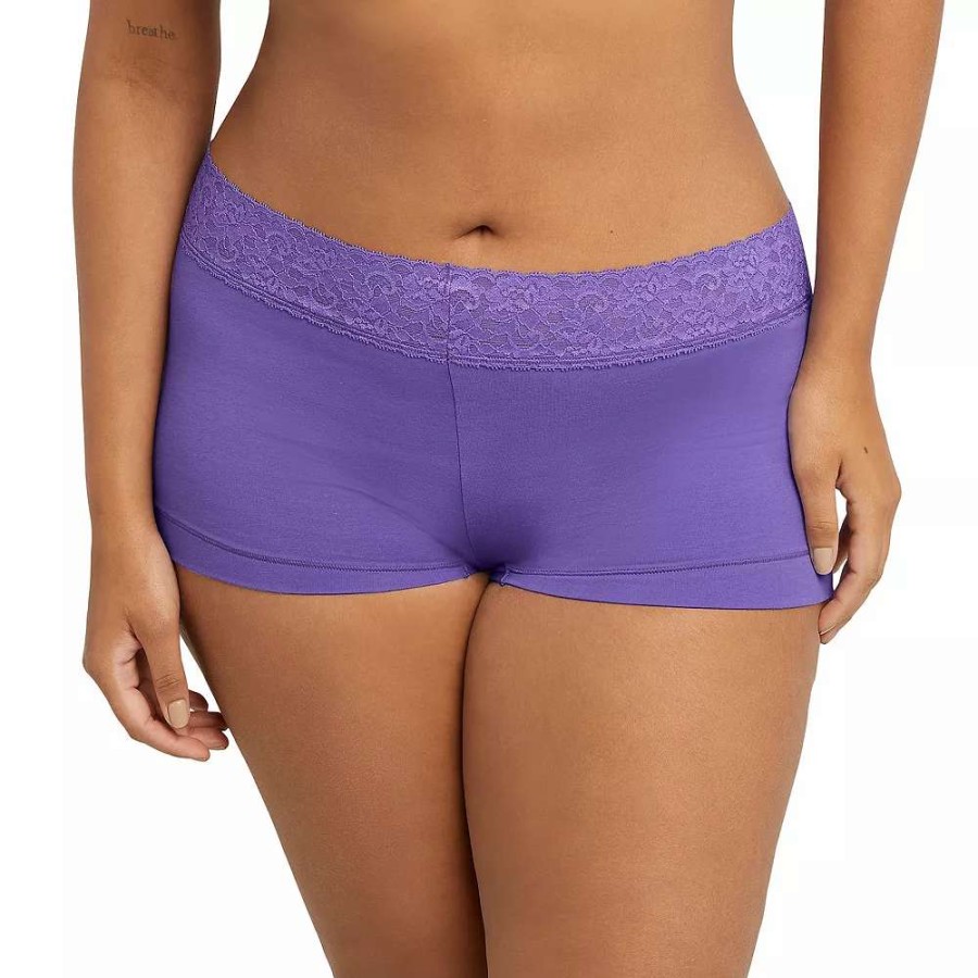 Panties * | Women'S Maidenform Cotton Dream Lace-Trim Boyshort Panty 40859