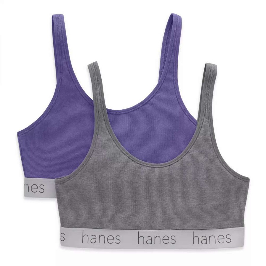 Bras * | Hanes Ultimate Originals 2-Pack Moisture-Wicking Stretch Cotton Scoopneck Bralette Set Dho102