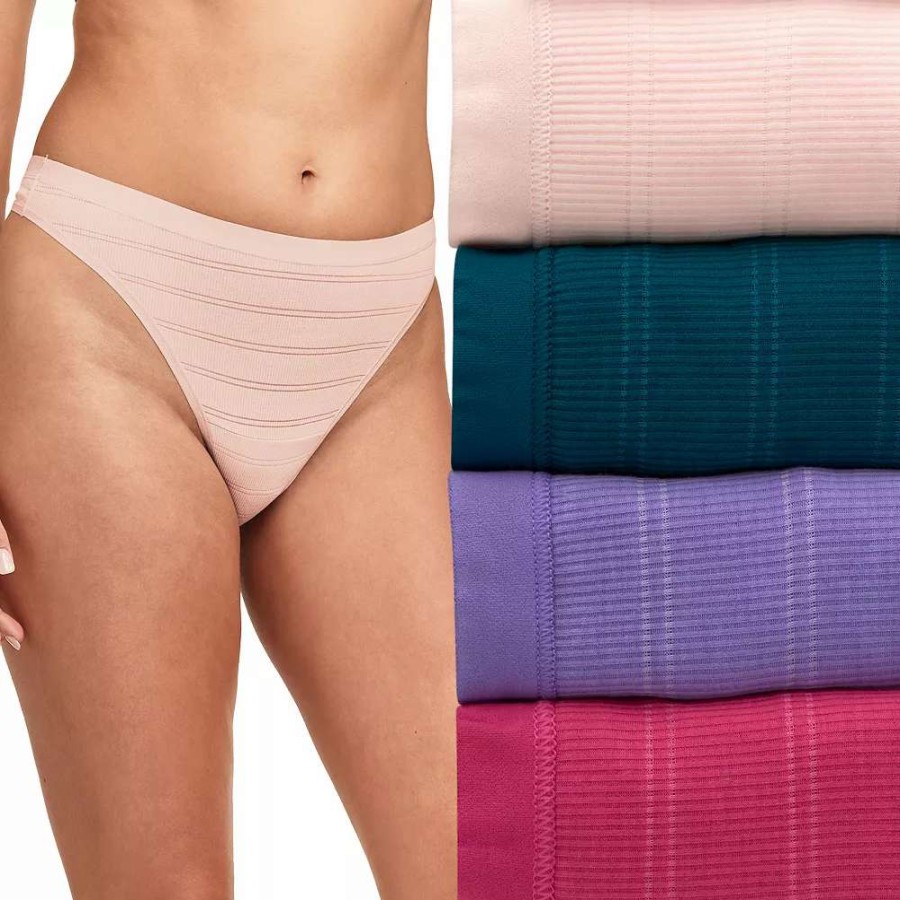 Panties * | Women'S Hanes Ultimate Breathable Comfort Flex Fit 4-Pack Thong Panty Set 46Cff4