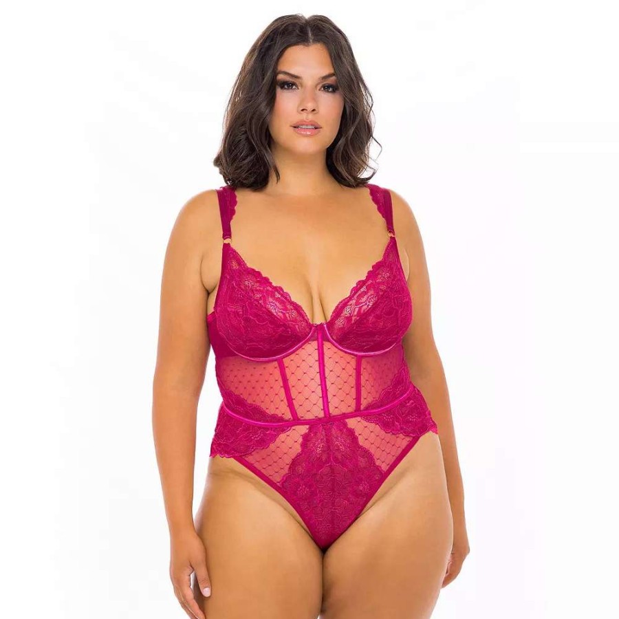 Lingerie * | Women'S Oh La La Cheri Harper Underwire Mesh Bodysuit 51-11624X