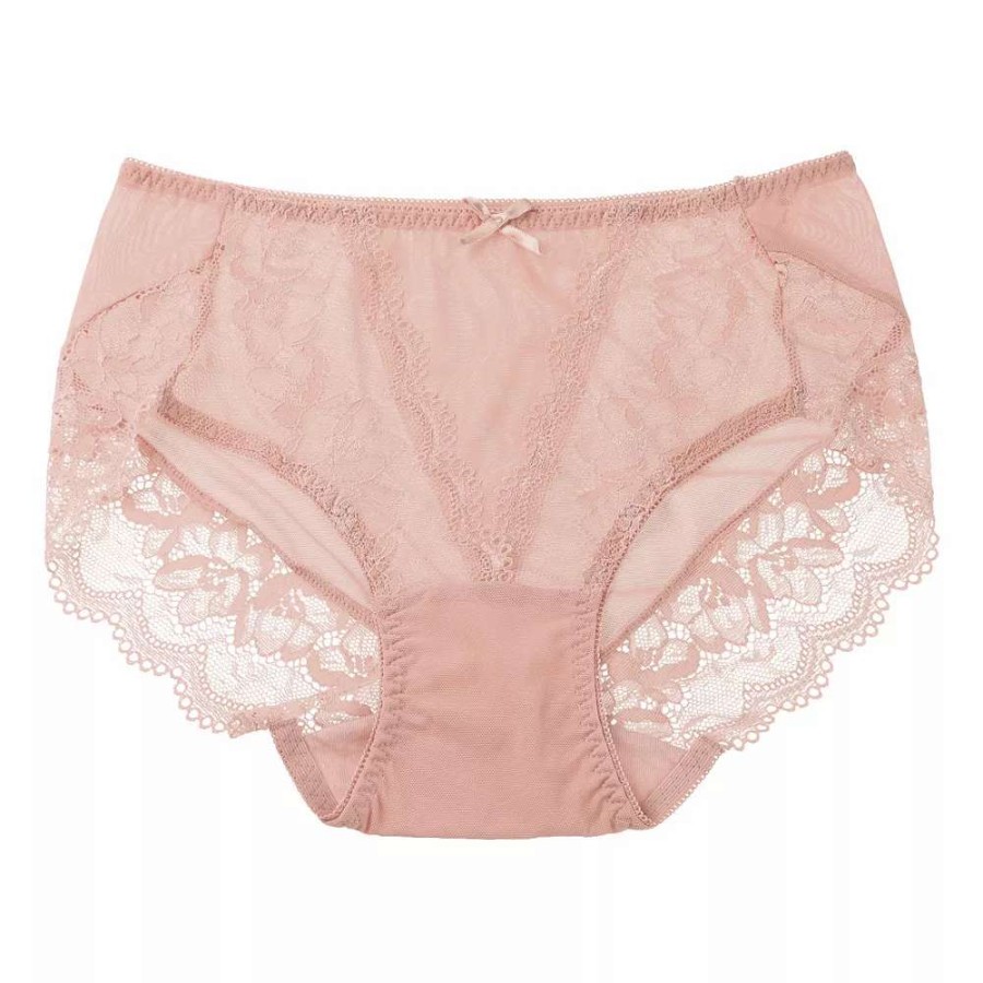 Panties * | Agnes Orinda Women'S Sheer Lace Trim High Rise Solid Brief Stretchy Underwear Pink