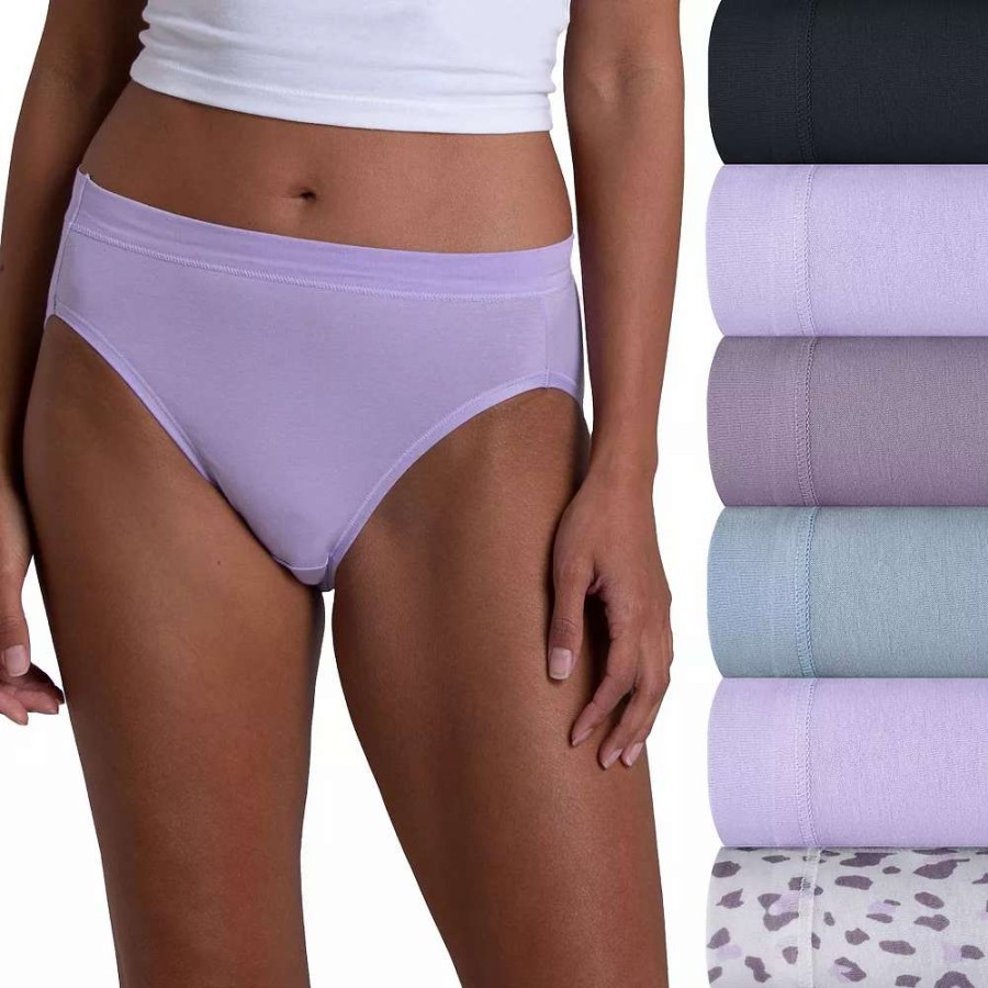 Panties * | Women'S Fruit Of The Loom Signature Cotton Stretch 5-Pack + 1 Bonus Hi-Cut Panty Set 6Dcsshc