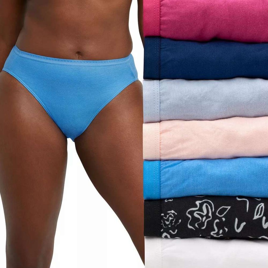 Panties * | Women'S Hanes Ultimate 6+1 Bonus Pack Cotton High-Cut Panty Set 43H7Cc