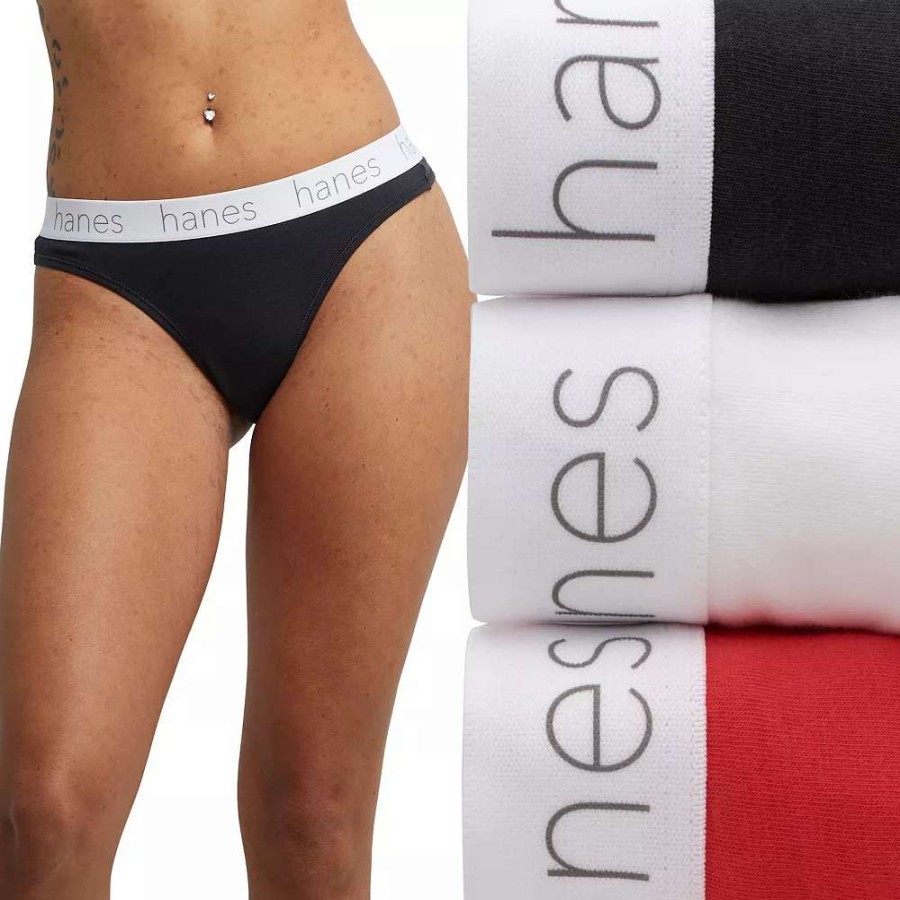 Panties * | Women'S Hanes Originals Ultimate 3-Pack Stretch Cotton Thong Panty Set 45Uobt