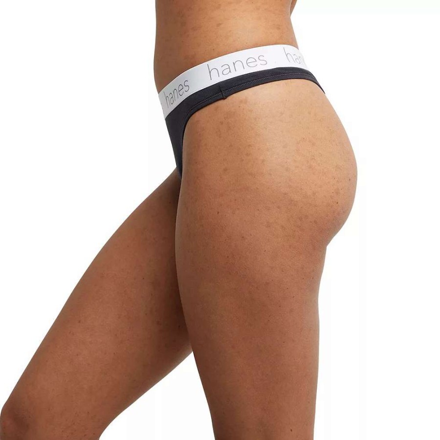 Panties * | Women'S Hanes Originals Ultimate 3-Pack Stretch Cotton Thong Panty Set 45Uobt