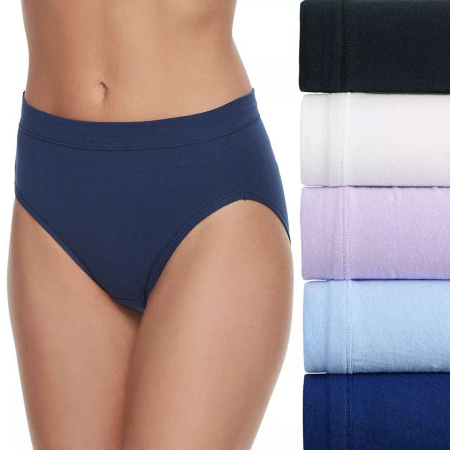 Panties * | Women'S Fruit Of The Loom Signature 5-Pack Cotton-Blend Stretch Hi Cut Panty 5Dcsshc